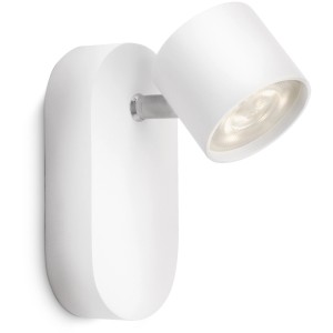Weißer Philips LED-Spot Star für die Wandmontage, schwenkbar für akzentuelle Beleuchtung.
