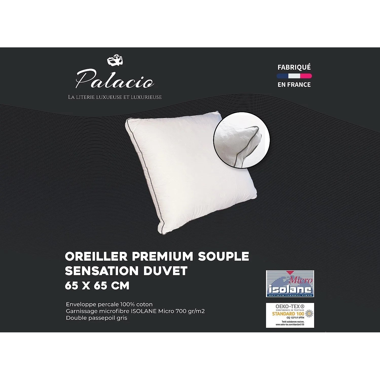 Vente-unique Kopfkissen Auxence Weiß 65 cm