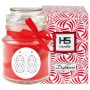 HS Candle Duftkerze Zwillinge im Glas mit roter Schleife und dekorativer Verpackung.