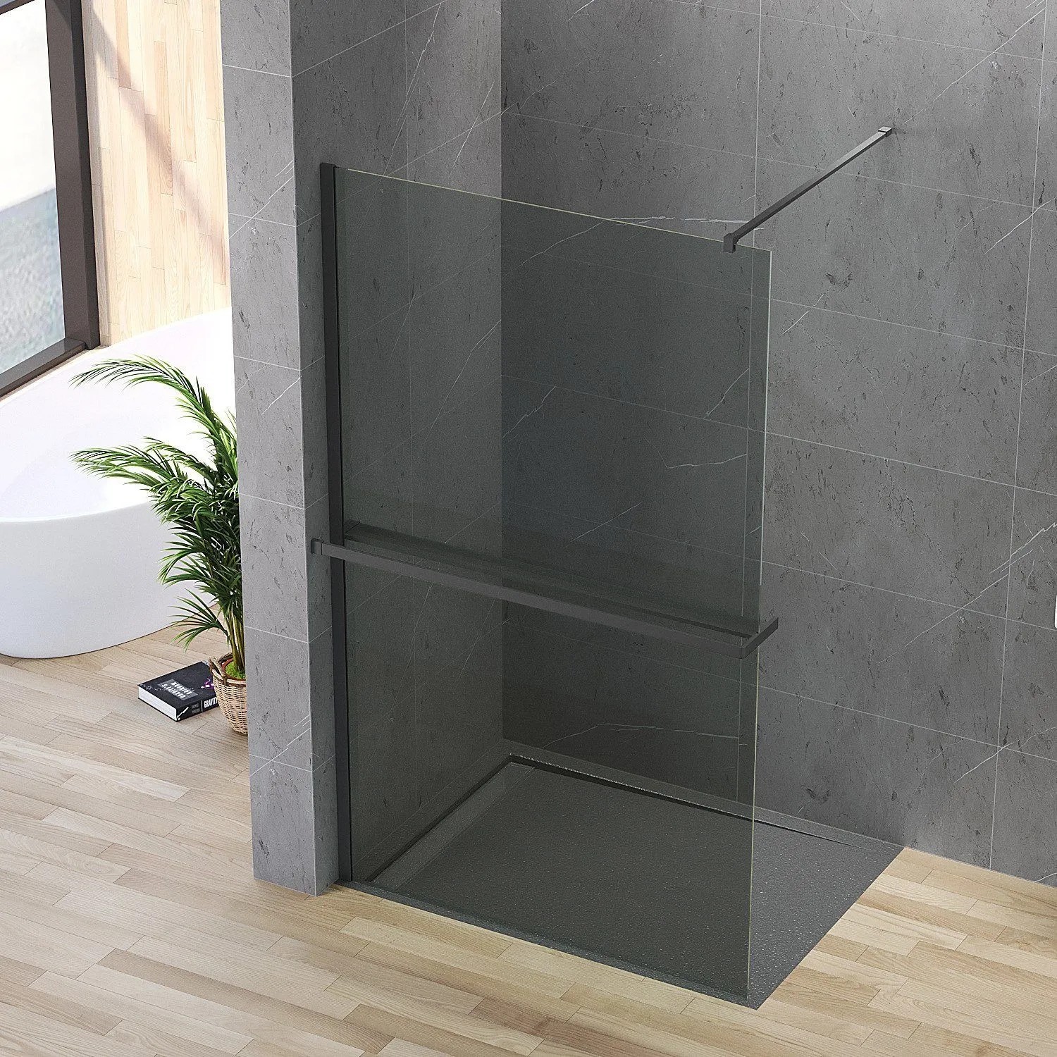 Aquabatos Walk In Duschkabine Duschwand Duschabtrennung Dusche Abtrennwand mit Ablage 8mm ESG Nano Beschichtung 100x200c...