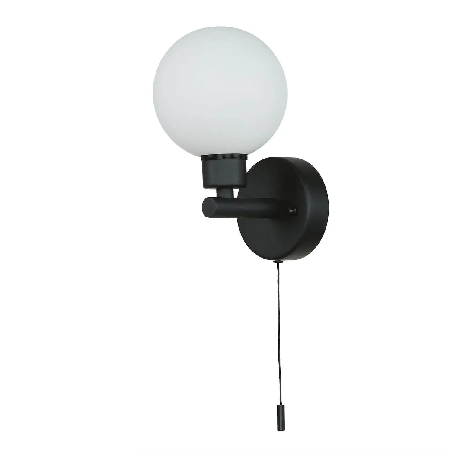 Licht-Erlebnisse Wandlampe mit Schalter IP44 Schwarz Weiß Metall Glas