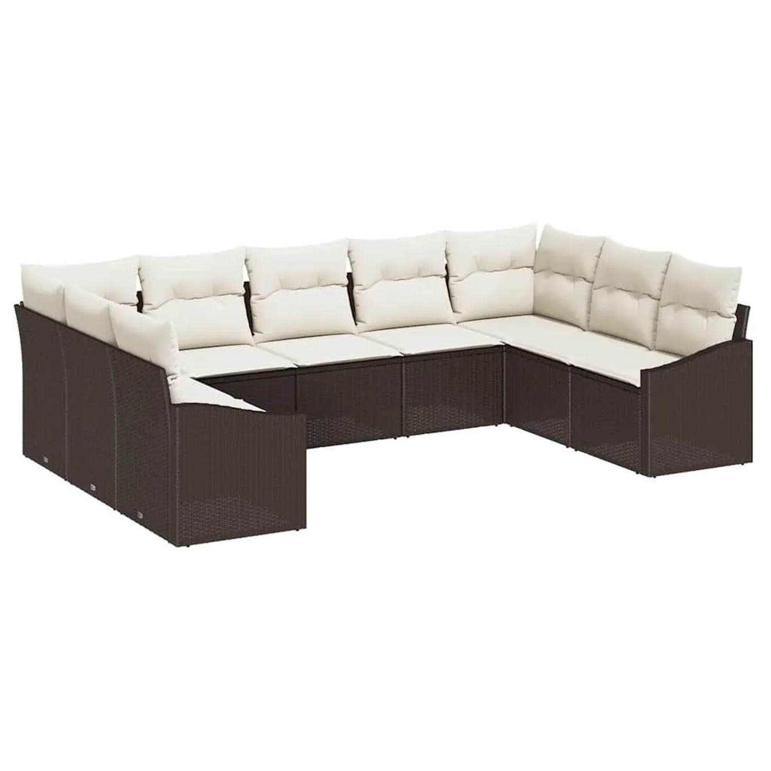 vidaXL Gartensofa-set mit Kissen 9-Tlg Braun und Creme Poly-Rattan 3355547 günstig online kaufen