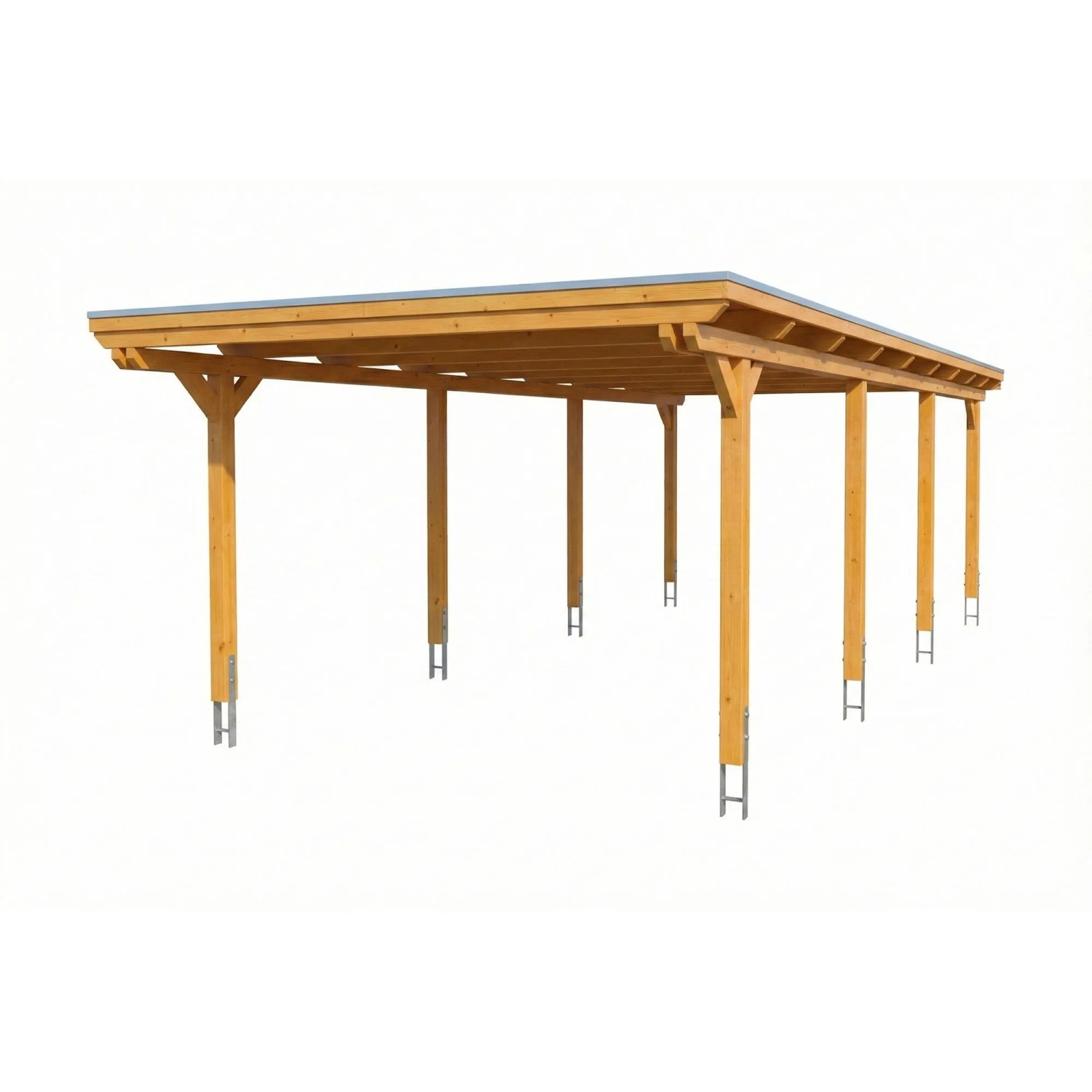 Skan Holz Carport Emsland EPDM-Dach 402 cm x 846 cm Eiche Hell
