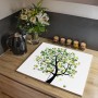Banjado 2-teilige Glas Herdabdeckung mit Laubzauberbaum Motiv, auch als Schneidebrett nutzbar.