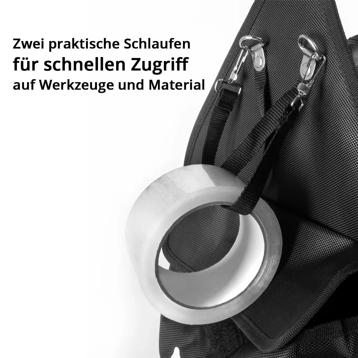 Detailaufnahme: STAHLWERK Werkzeugtasche mit Schlaufen für Werkzeug und Material.