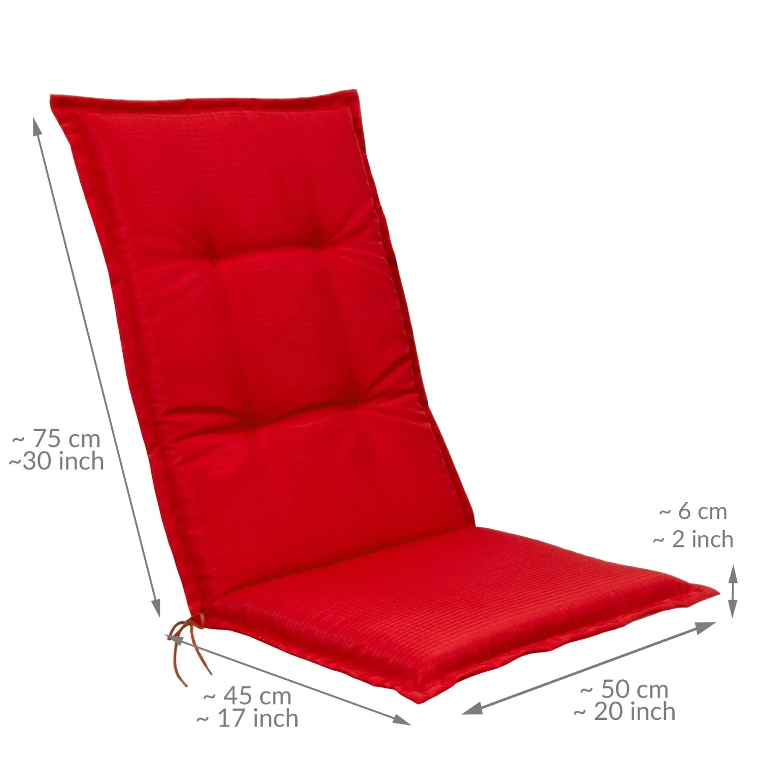 Beautissu Base HL Hochlehner Auflage, 4er Set, rot, 120x50x6cm, für Gartenstühle.
