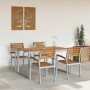Grau-braune 5-tlg. vidaXL Garten Essgruppe aus Akazie Massivholz für 4 Personen.