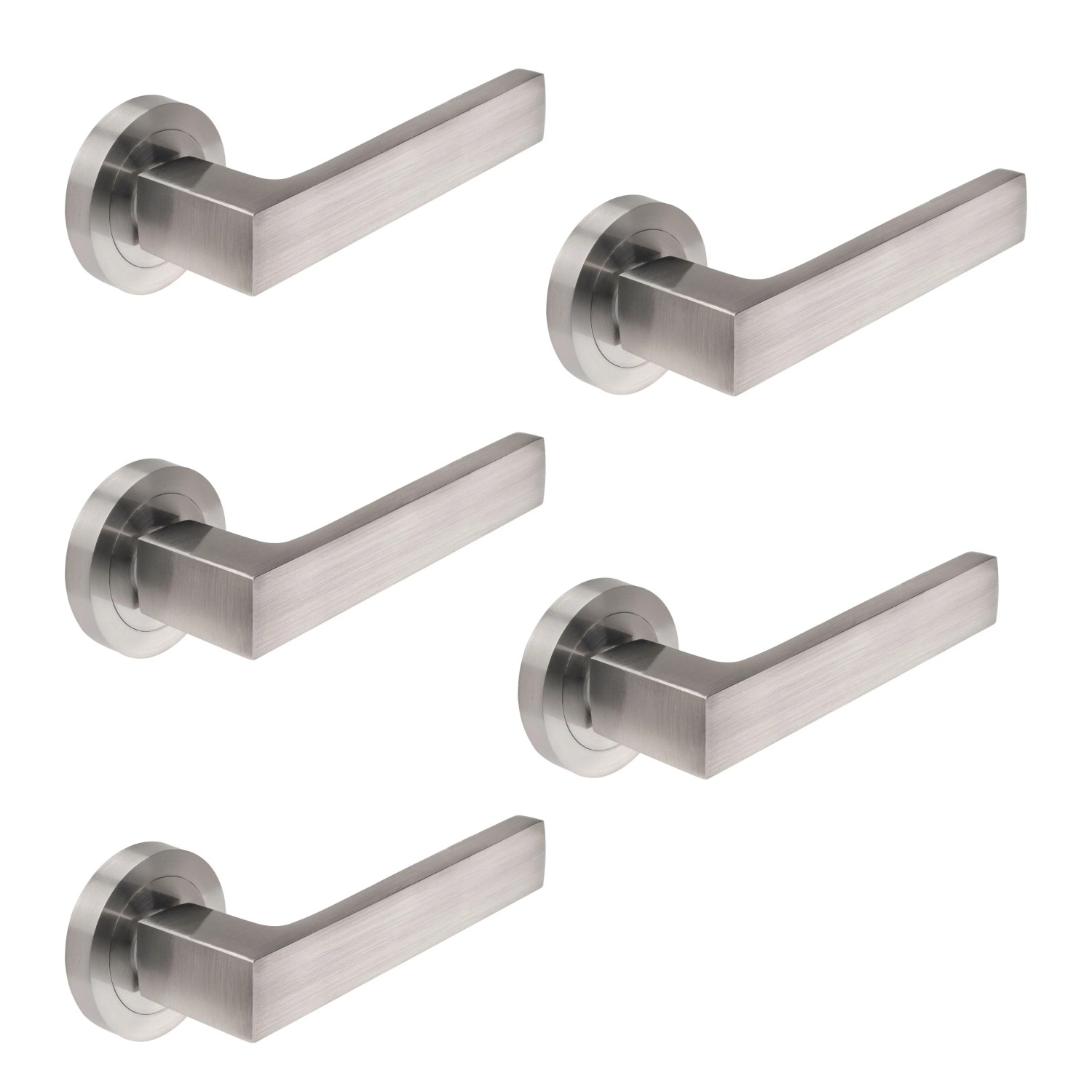 Emuca Satz von 5 Mackay Innentürgriffe mit D50 mm Rosette Aluminium Schwarz