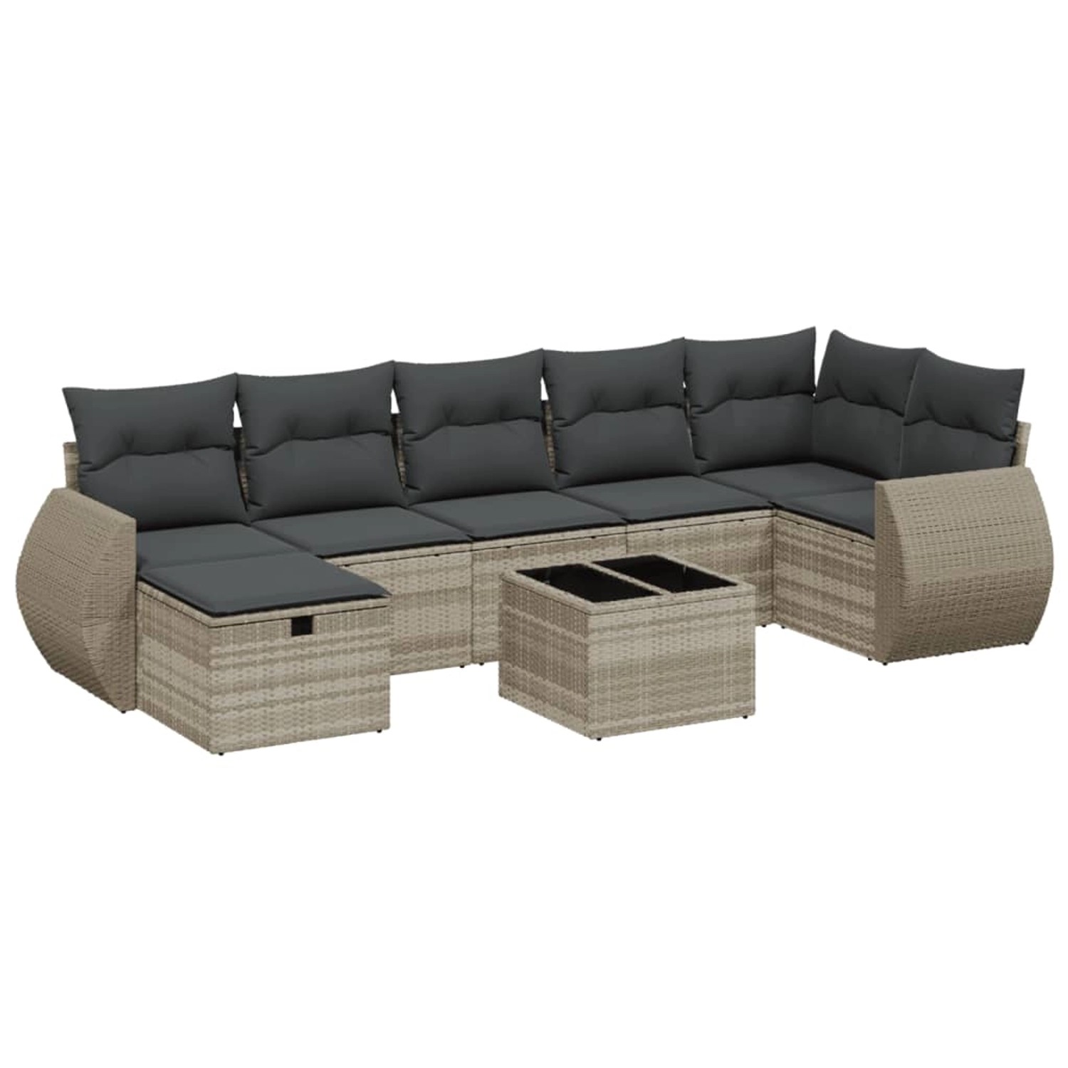 vidaXL 8-Tlg Garten-Sofagarnitur mit Kissen Hellgrau Poly Rattan 3264138 günstig online kaufen