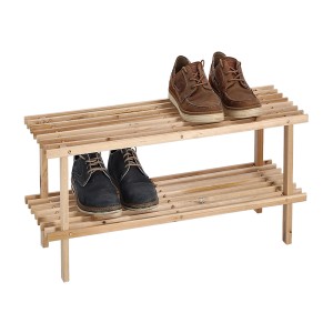 Zeller Schuhregal aus Kiefernholz mit zwei Ablagen für bis zu 6 Paar Schuhe.