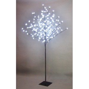 LED-Baum, 150 cm, mit transparenten Blüten und 180 LEDs für Innen und Außen.
