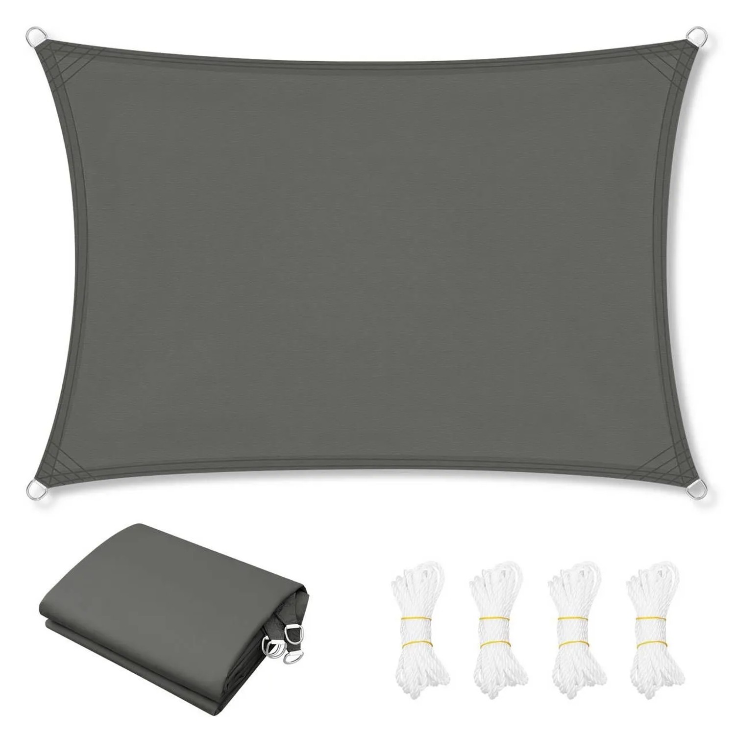 WOLTU Sonnensegel PES 200 g/m² Polyester 95% UV Schutz Dunkelgrau 2x3 m