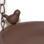 Kobolo Vogeltränke aus Metall in Rostbraun mit Vogel-Figur zum Aufhängen.