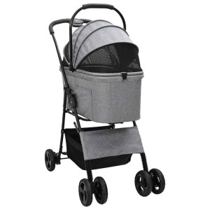 vidaXL Faltbarer Haustierwagen Grau 81 x 47 x 99 cm Polyester 42012436
