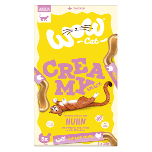 Wow Cat Creamy Snack Huhn, leckere Katzenleckerlies im 75g Pack mit Huhn.
