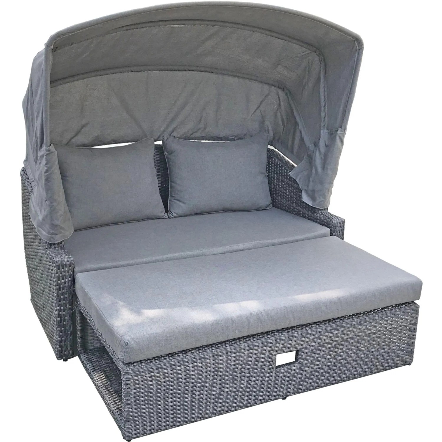 DELUKE Gartenmuschel CAIRO Sonnendach Aluminium Grau Sonneninsel Outdoor Gartensofa Dach Garten Pool