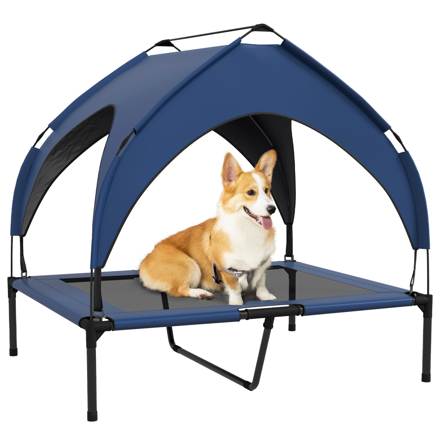 PawHut Erhöhtes Hundebett Oxford Taftstoff Blau 91L x 76B x 89H cm