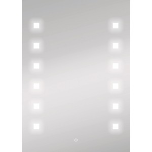 Rechteckiger Lichtspiegel Capella, 50x70 cm, mit LED-Beleuchtung und Touch-Schalter.