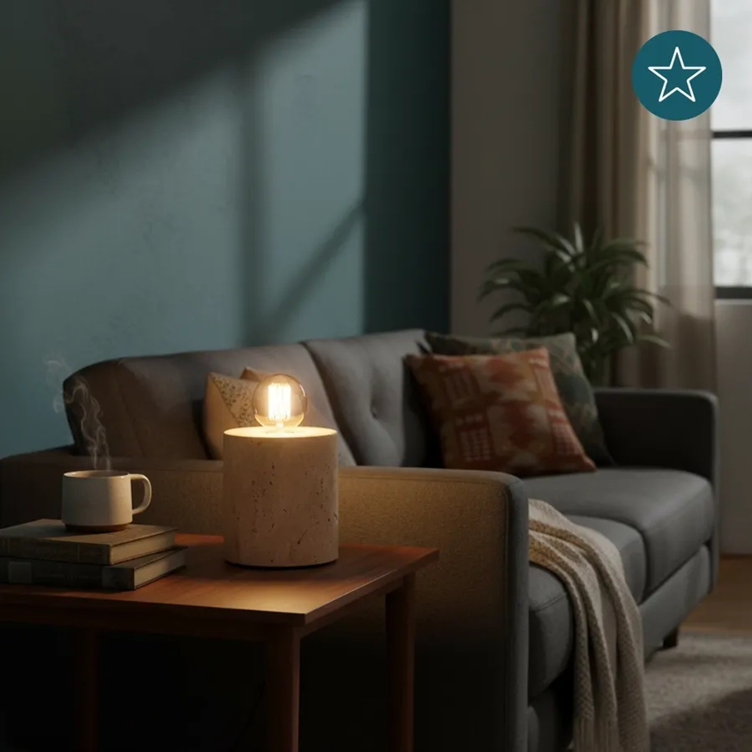 LUXULA Tischleuchte E27 Fassung Modern Design Nachttischleuchte Dekoleuchte Tischlampe Zement/Mamor Optik_5