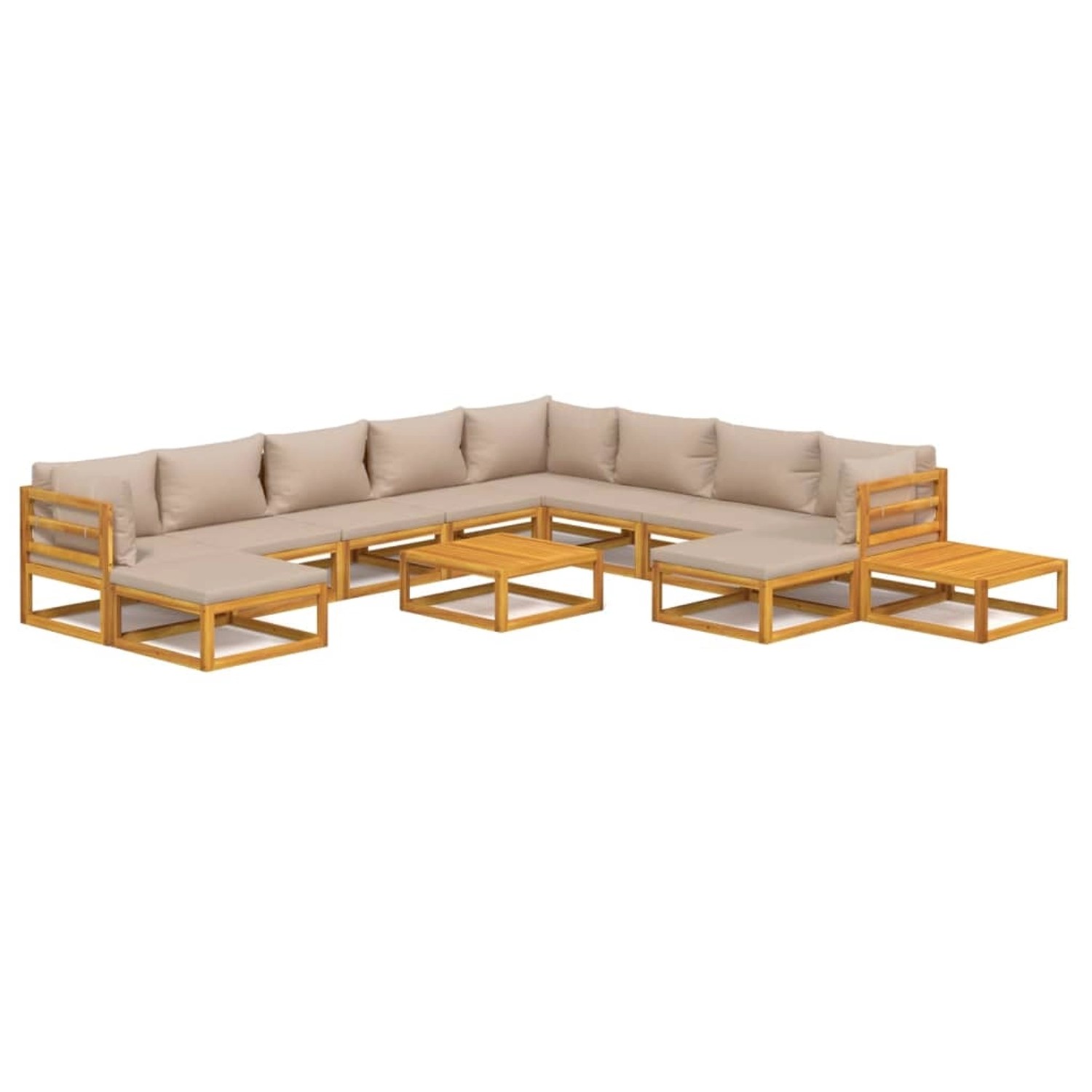 Vidaxl 12-tlg. Garten-lounge-set Mit Taupe Kissen Massivholz günstig online kaufen