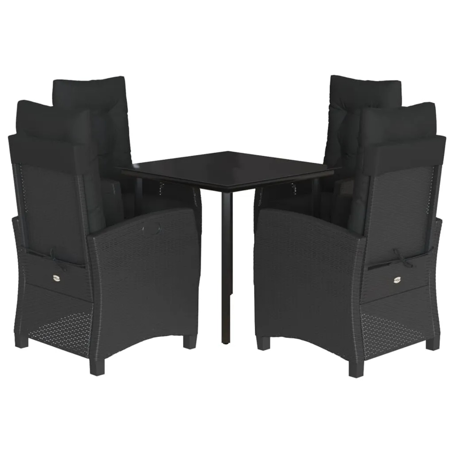 vidaXL 5-Tlg Garten-Essgruppe mit Kissen Schwarz Poly Rattan 3212968