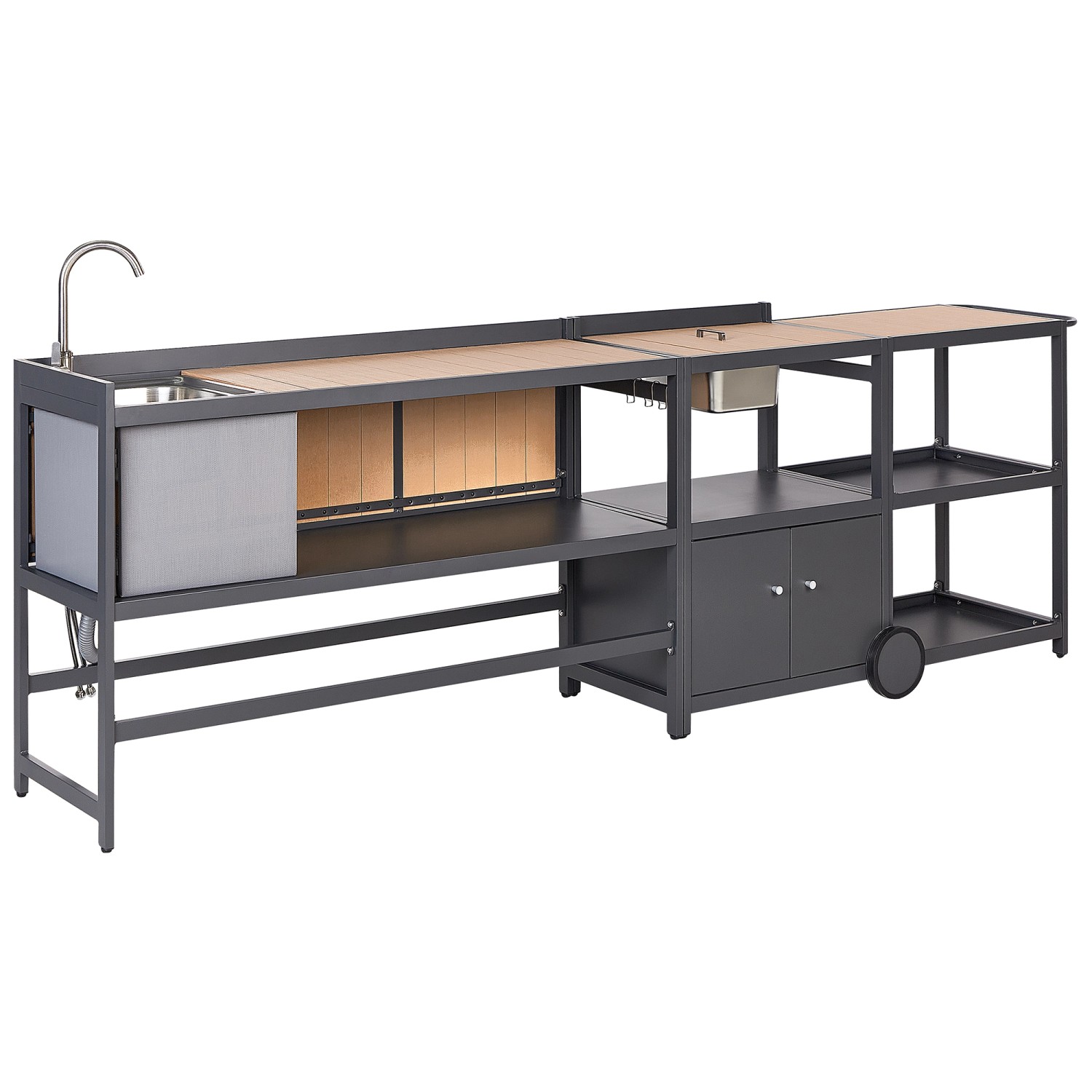 Beliani Gartenküche ORTISEI Graphitgrau