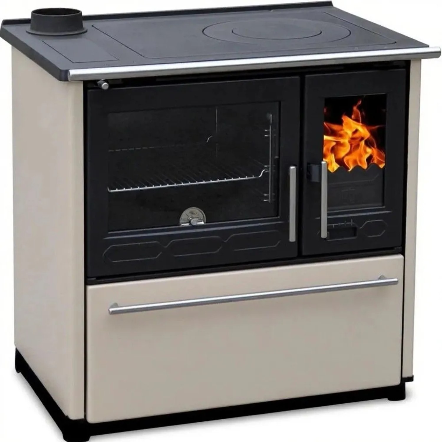 Plamen Küchenofen Holzherd 850 Glas Creme Linke Version und 8 kW