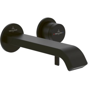 Villeroy & Boch Waschtischarmatur Dawn in Schwarz Matt, Wandauslauf ohne Ablaufgarnitur.