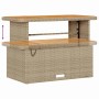vidaXL Gartenmöbel-Set mit Stauraum, beige Poly Rattan, 1 Tisch und Hocker.