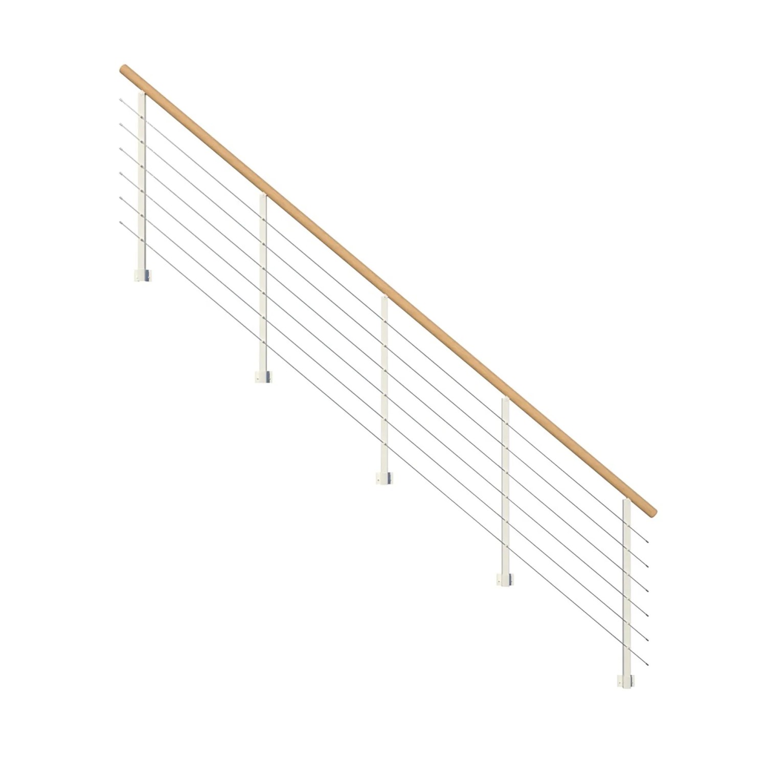 StarWood Metallgeländer Kos mit Rundhandlauf Eiche 275 cm Weiß FSC® günstig online kaufen