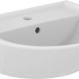 Weißes Ideal Standard Eurovit Handwaschbecken, 50 cm, mit Hahnloch und Überlauf.