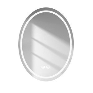 Ovaler Emke Badspiegel mit LED-Beleuchtung und Anti-Beschlag-Funktion, 60x80 cm.