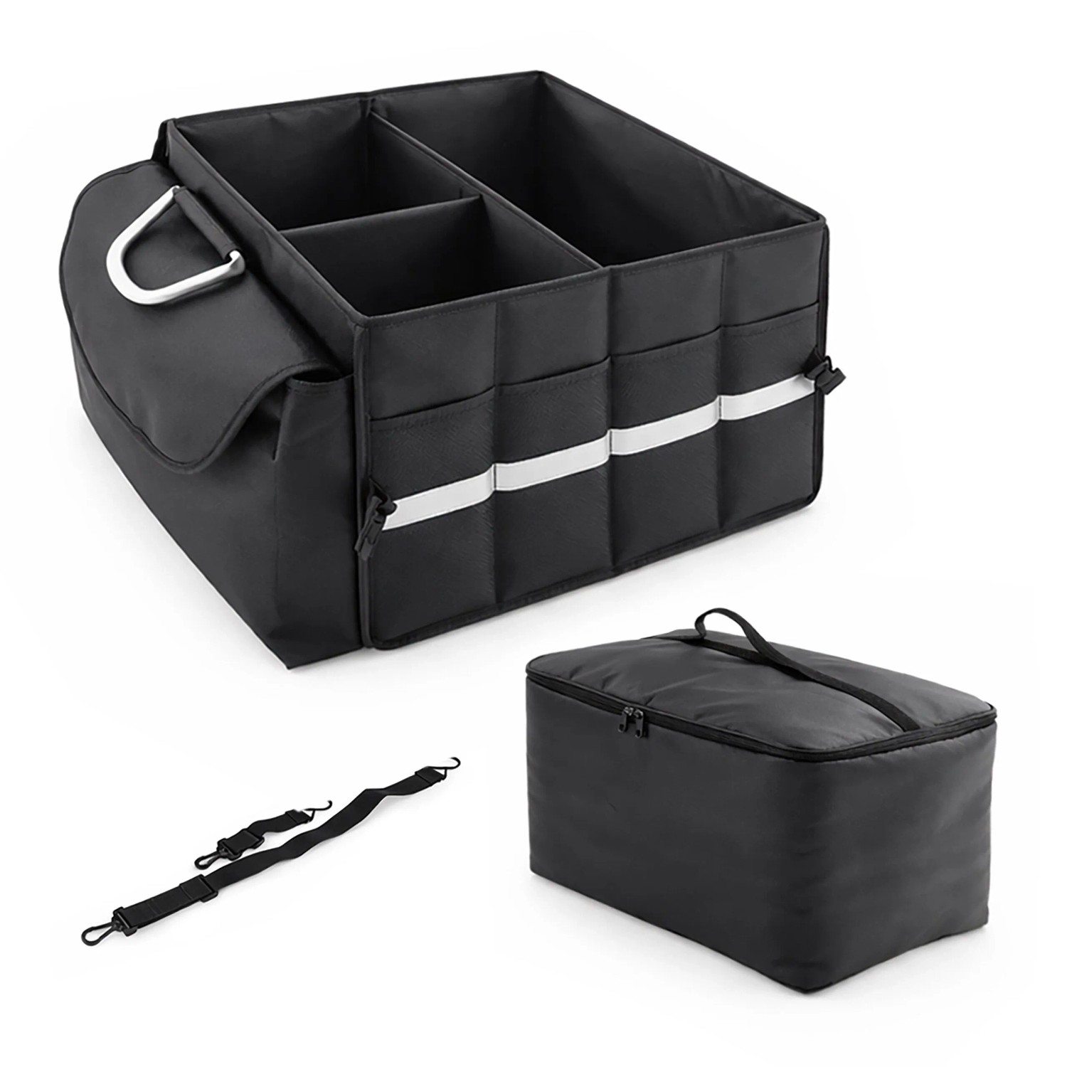 Relaxdays Kofferraumorganizer Polyester Schwarz Kühlfach 30 cm x 40 cm x 40 cm