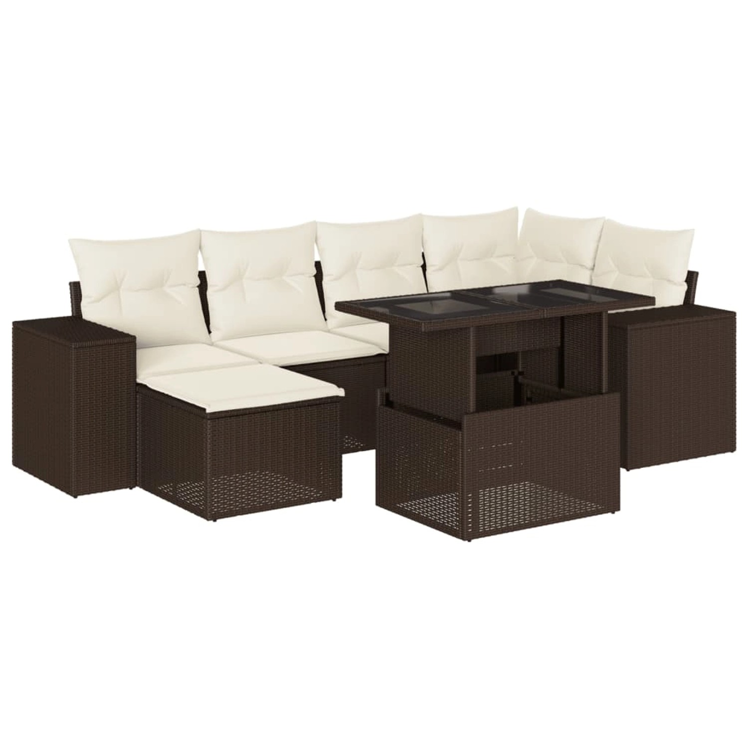 vidaXL 7-Tlg Garten-Sofagarnitur mit Kissen Braun Poly Rattan 3269313 günstig online kaufen