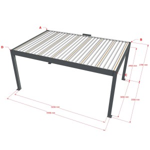 Dreamgarden Pergola 6 x 4 x 2,7 m Verona Elektrisch Gerüst Anthrazit Weiß Lamellendach