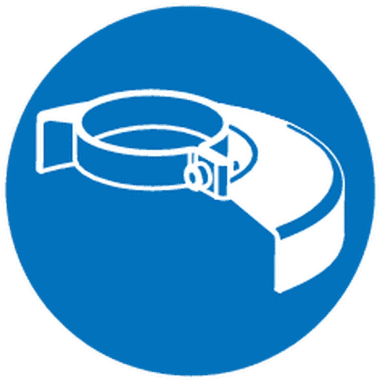 Symbol für Schutzvorrichtung/Abdeckung für Trennscheibe am Winkelschleifer.
