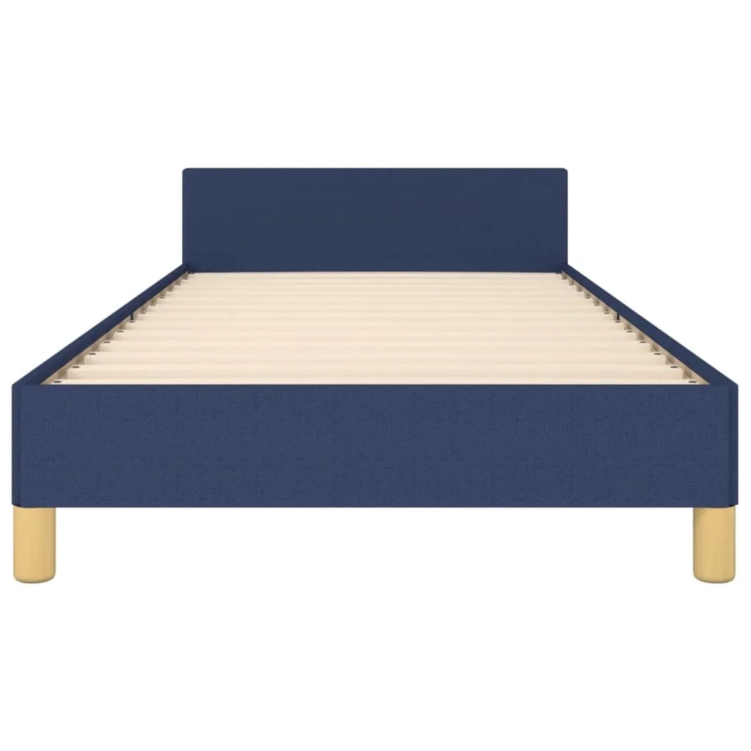 Blaues Stoff-Bettgestell 90x190 cm mit Kopfteil für erholsamen Schlaf.