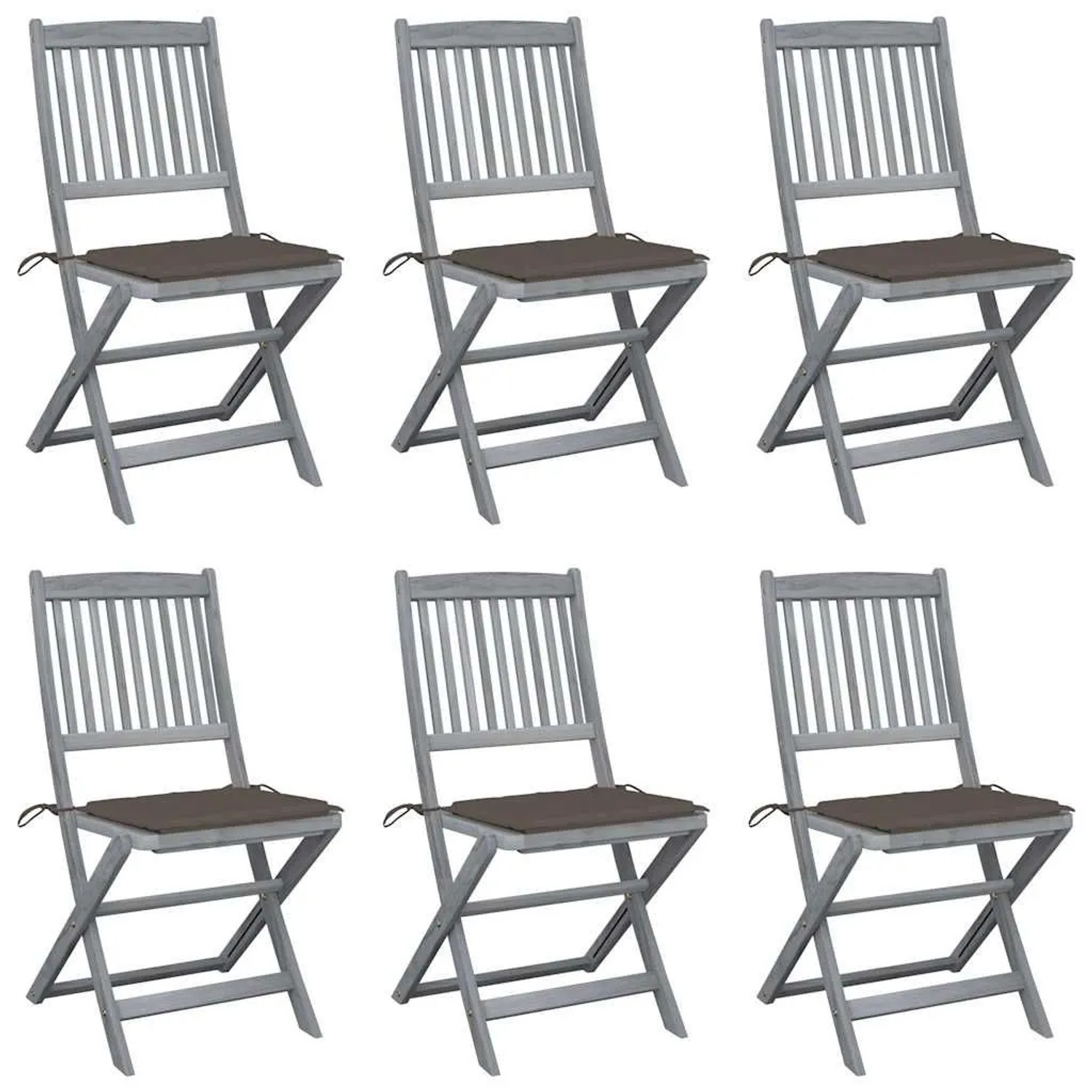 vidaXL Klappbare Gartenstühle 6 Stk mit Sitzkissen Massivholz Akazie 3065442