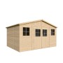 Timbela Holz-Gartenhaus M331+M331G, 11,91 m², mit Fenstern und Boden. Unbehandeltes Holz.