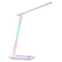 Weiße LED-Tischlampe Cyberglow mit RGB-Effekt, dimmbar und mit Ladefunktion für Schreibtisch.