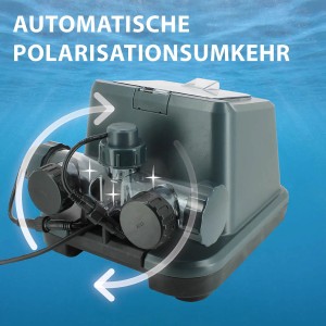 Gre 3-in-1 Salzelektrolyseanlage für Pools bis 25m³, automatische Chlorproduktion.