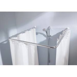 Kleine Wolke Duschstange, chromfarbig, U-Form mit Duschvorhang.