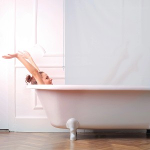 Relaxdays Duschrollo PVC Weiß Wasserabweisend 140 cm x 240 cm 1 kg