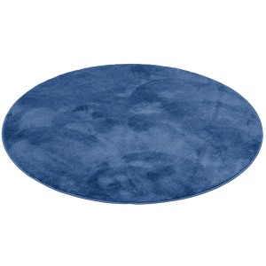 Runder, dunkelblauer Hochflor Teppich Melia Super Soft, 120x120cm.
