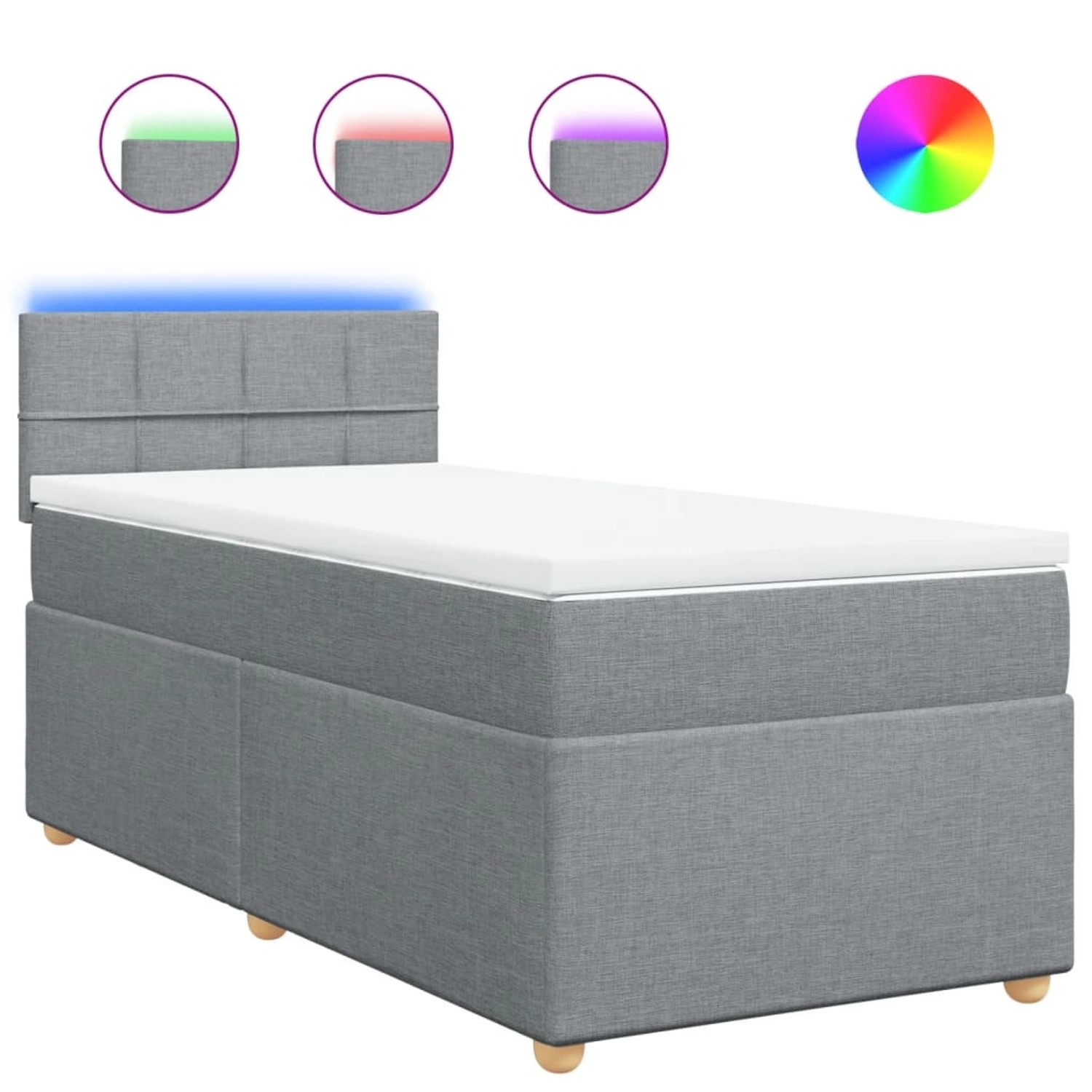 vidaXL Boxspringbett mit Matratze Hellgrau 90x190 cm Stoff 3288835 günstig online kaufen