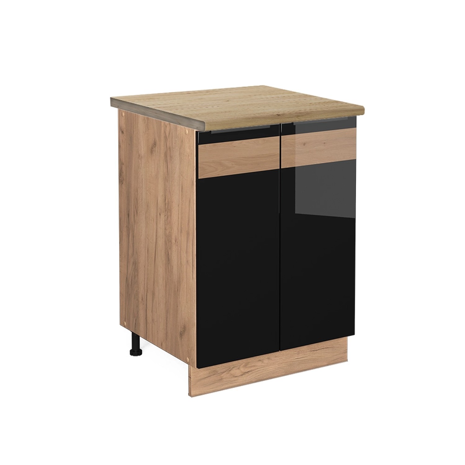 Vicco Küchenunterschrank Fame-Line Schwarz Eiche hochglanz/Goldkraft Eiche günstig online kaufen