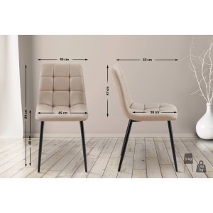 CLP Esszimmerstuhl Antibes, taupe Kunstleder, schwarze Metallbeine, Steppmuster. Modernes Design, Maße 84x45x55 cm.