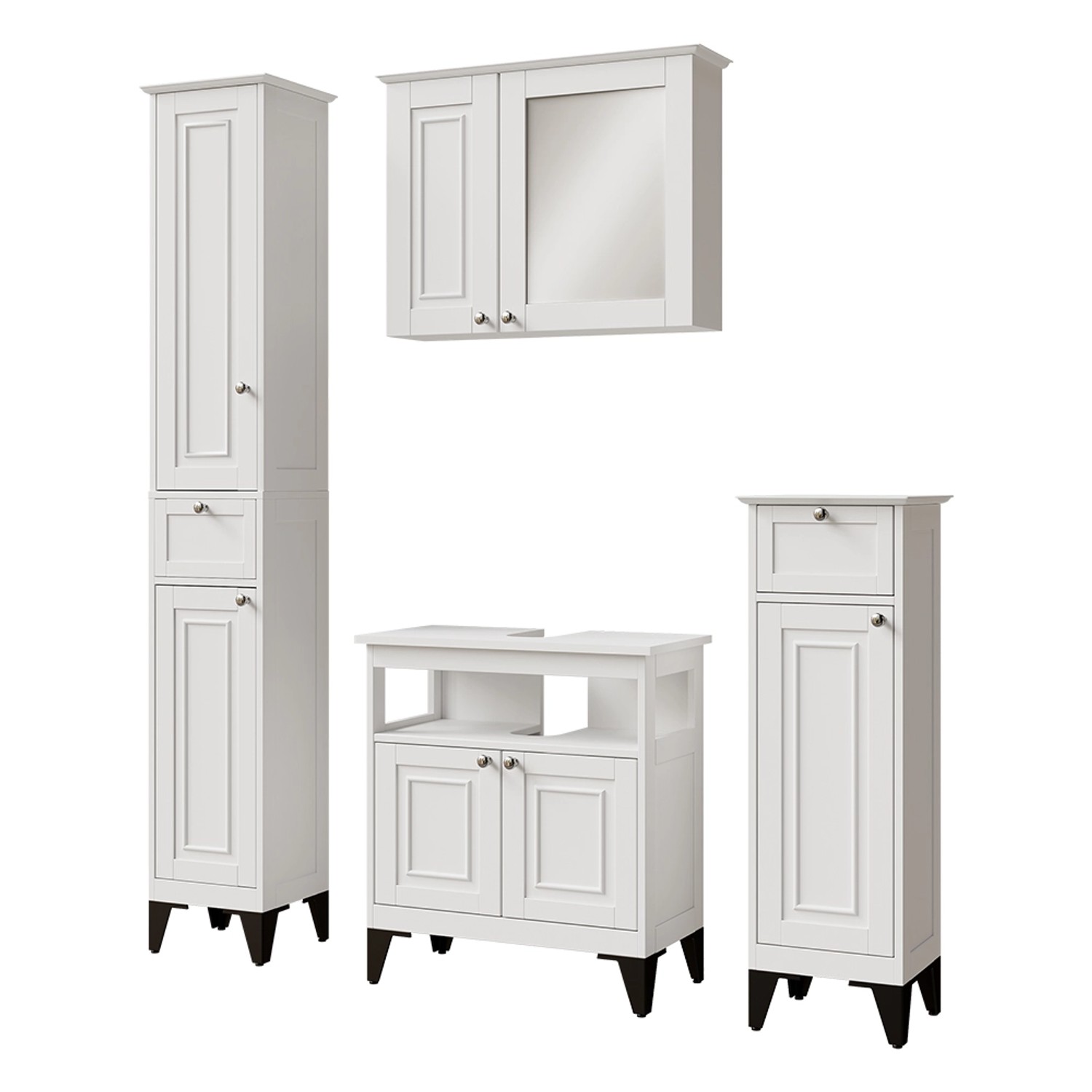 Vicco Badmöbel-Set Vanity Weiß 4 Teile günstig online kaufen