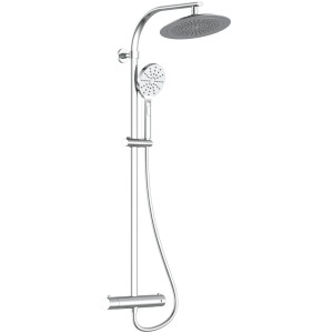 Verchromtes Schütte Überkopf-Brauseset Madura Fresh mit Thermostat, Kopf- und Handbrause.