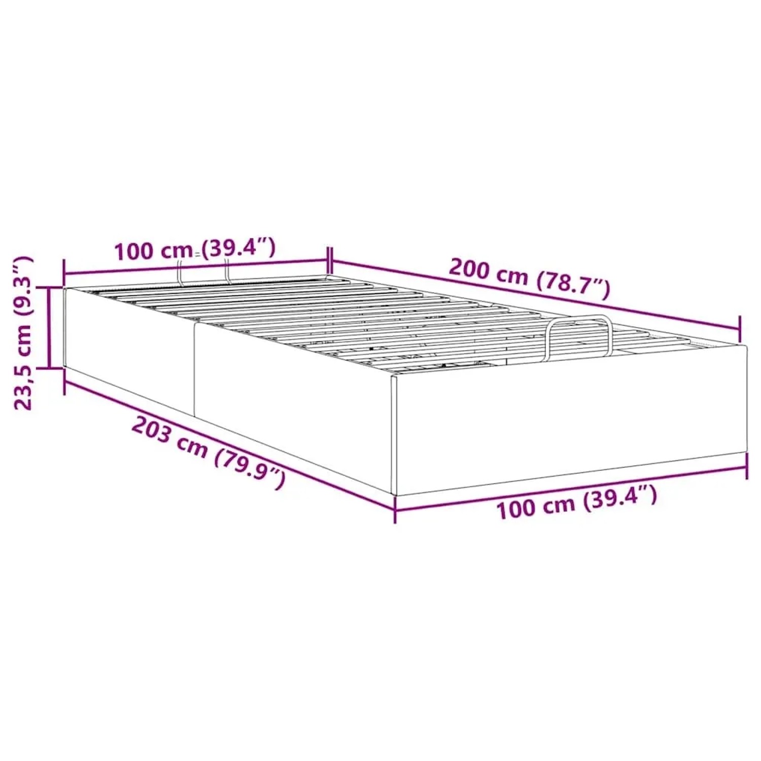 vidaXL Ottoman-Bett ohne Matratze Hellgrau 100x200 cm Samt 3310943_14